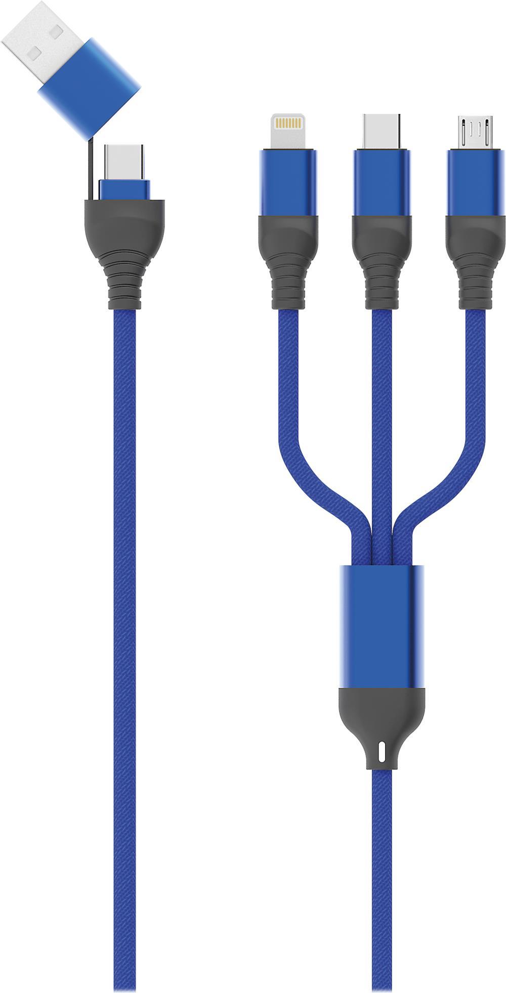 2GO 797360 USB Kabel 1,2 m USB A/USB C USB C/Micro-USB B/Lightning Schwarz - Blau (797360)