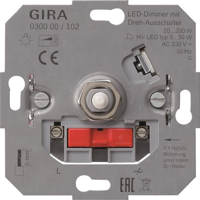 GIRA 030000 LED-Dimmeinsatz 20-200W m.Dreh-Aussschalter Glühlampe(030000)