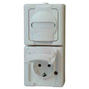 Schutzkontakt-Steckdose 2-fach senkrecht, AP-Feuchtraum BLUE ELECTRIC arktis (131402009)