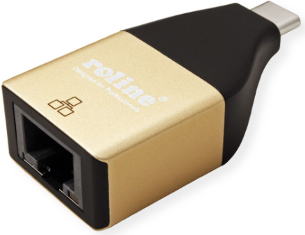 ROLINE 12.02.1111 Kabeladapter USB Type C RJ-45 Schwarz - Gold (12.02.1111)