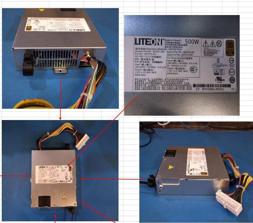 SPS-PS, 1U 12V 500W noAUX HE-P (866726-001)