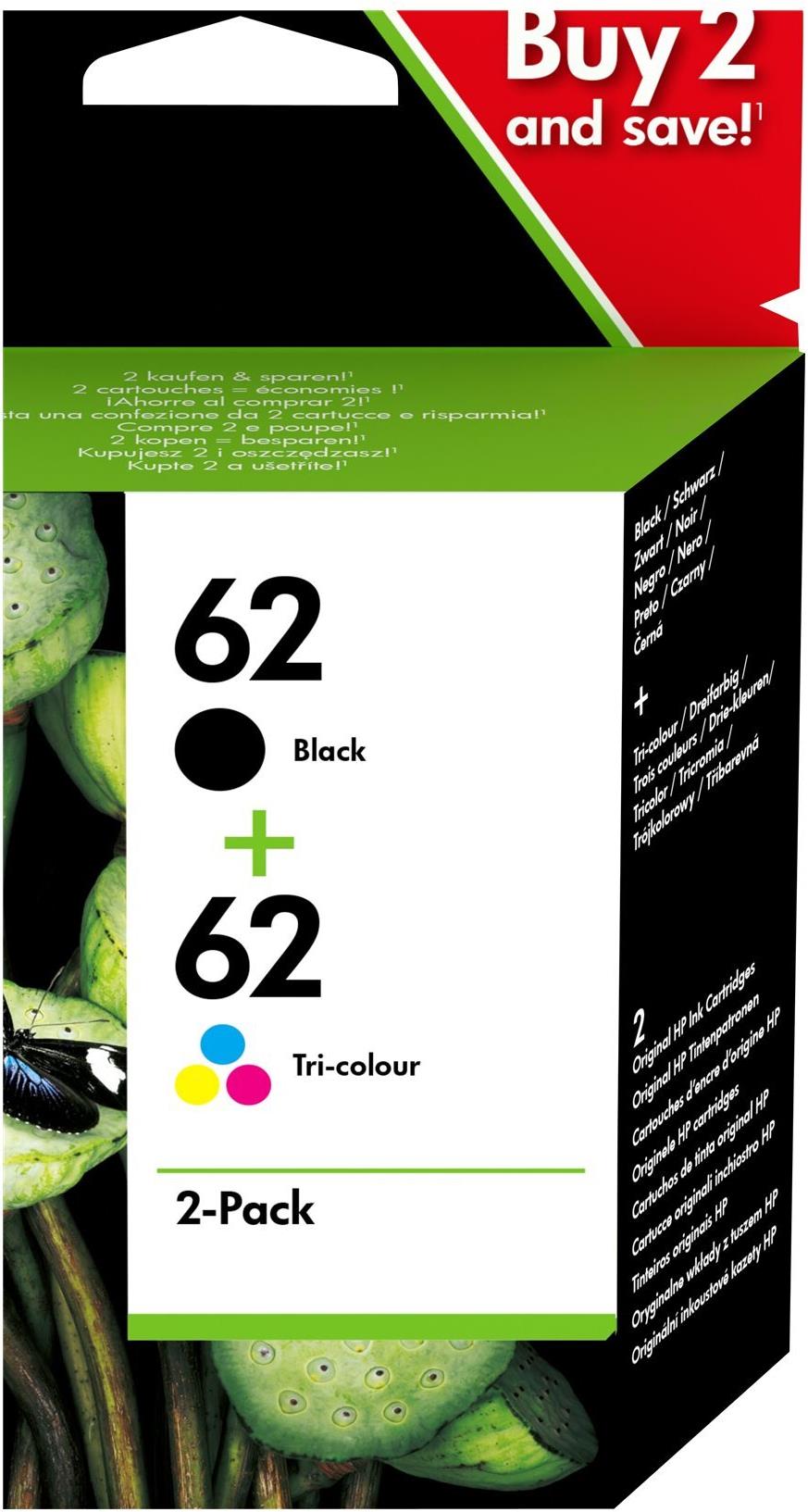 HP 62 Multipack Tintenpatronen Schwarz Cyan Magenta Gelb