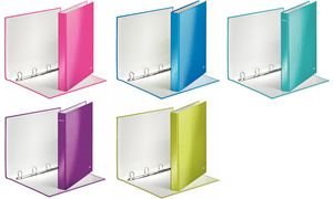 LEITZ Ringbuch WOW, DIN A4, Hartpappe, violett 4 D-Ring-Mechanik, Rückenbreit: 40 mm, Ringdurchmesser: - 1 Stück (42420062)