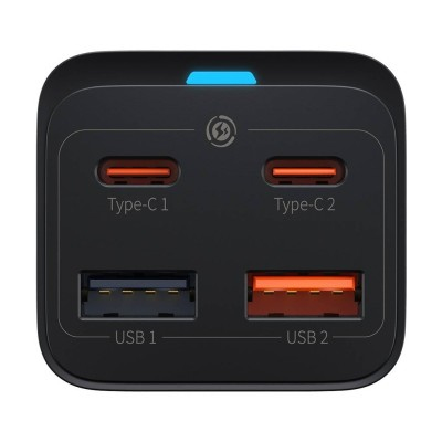 Baseus GaN3 Pro Wandladegerät 65W 2x USB-C 2x USB-A Schwarz