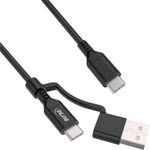 InLine 2-in-1 USB-C Kabel+ USB-A Adapter USB 2.0 100W TPE schwarz 2m (31412B)