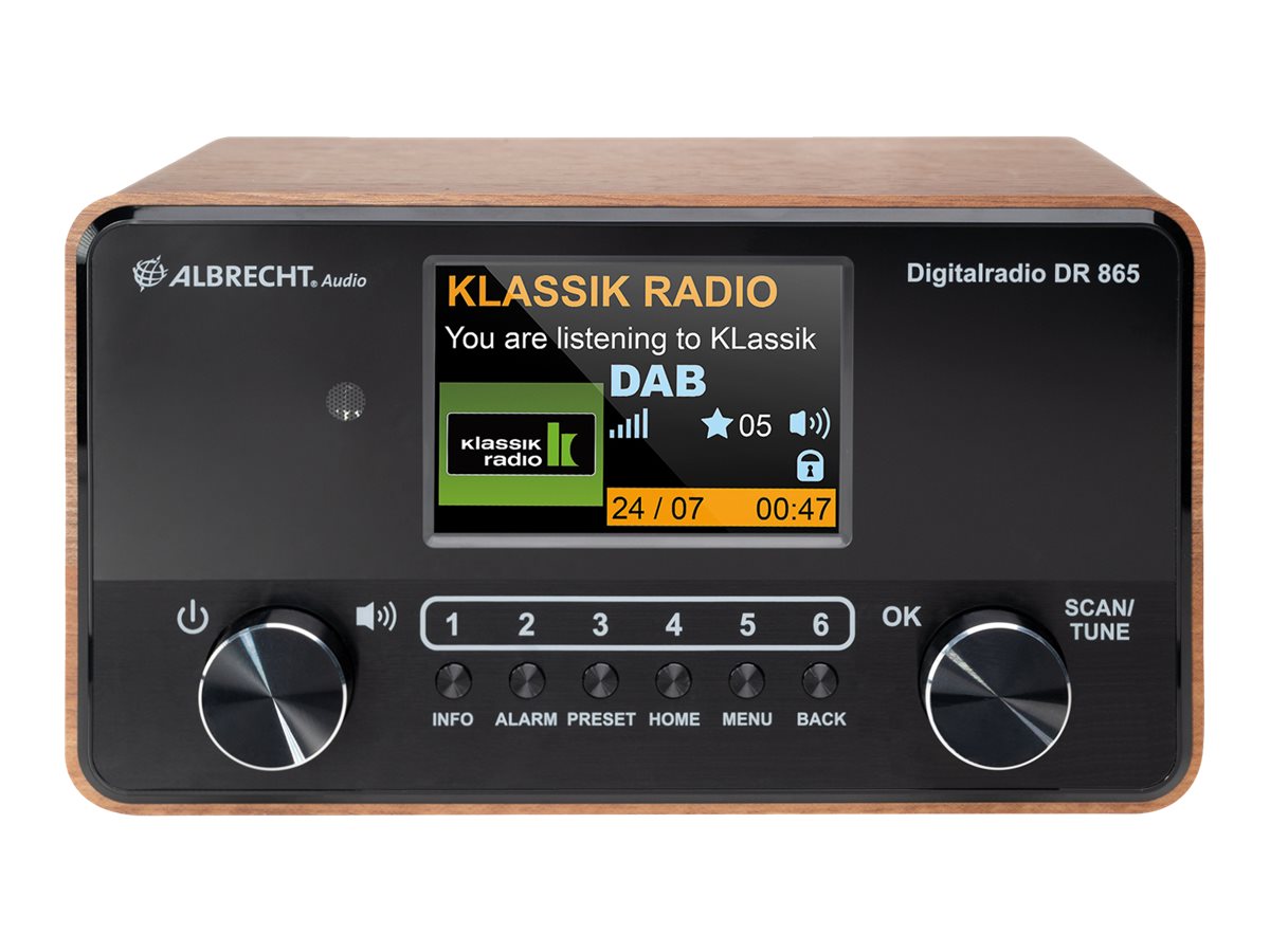 Albrecht DR 865 Digitalradio DAB+ FM 14 W Schwarz, Holz