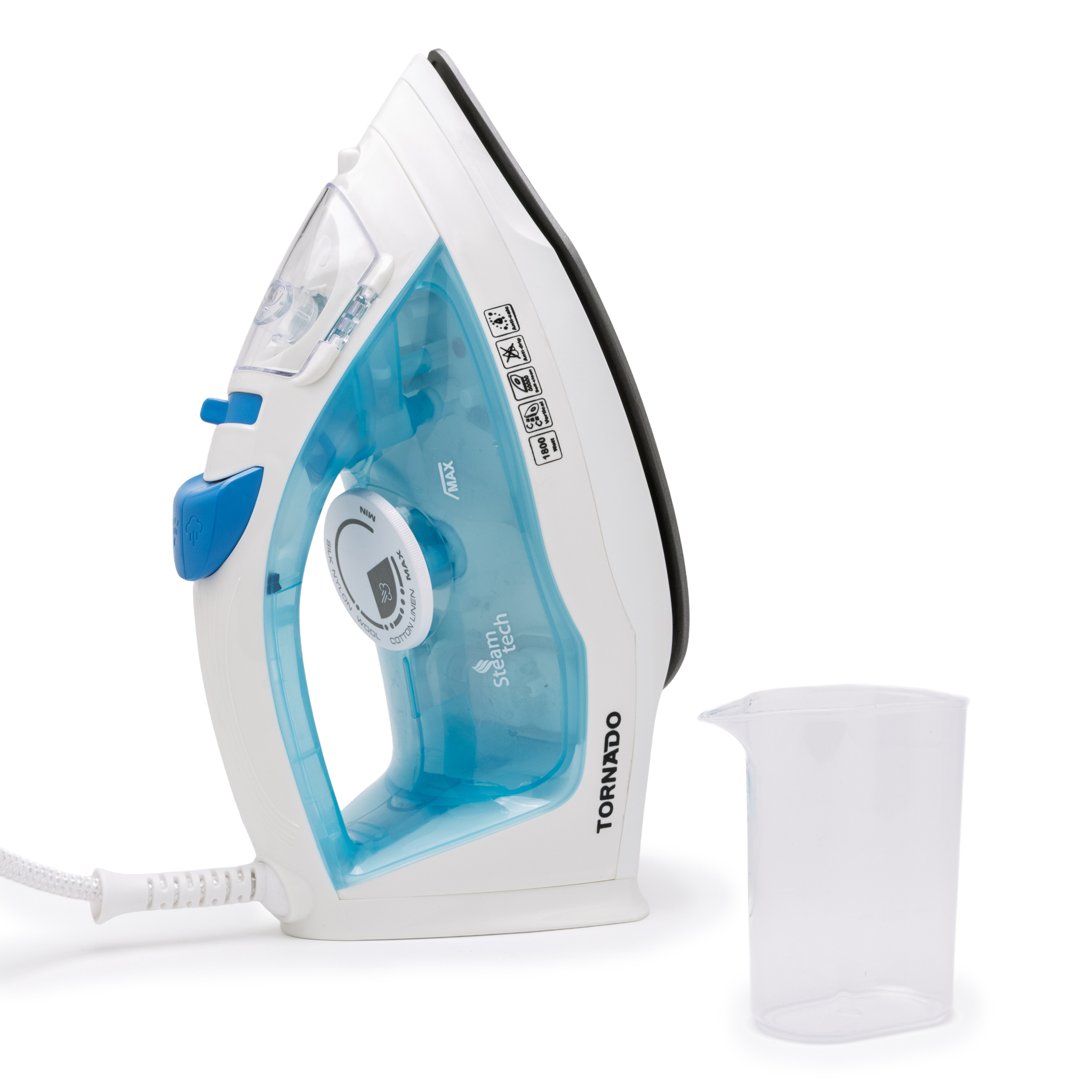 Tornado Dampfbügeleisen TST-1800B 1800 W Teflon-Bügelsohle Blau/Weiß
