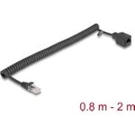 Delock RJ45 Spiralkabel Stecker zu Buchse Cat.5e UTP 0.8 m bis 2 schwarz (90670)