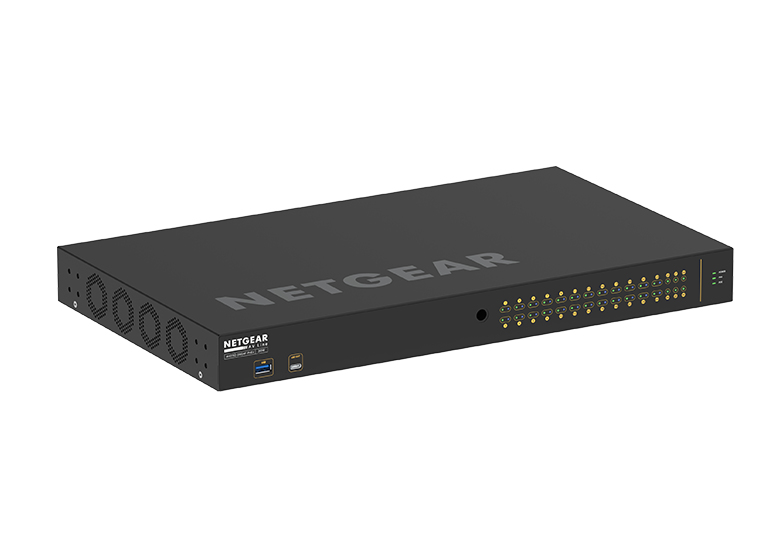 Netgear AV Line M4250-26G4F-PoE+ Managed Gigabit Switch, 26x RJ-45, 4x SFP, 300 W PoE+, Schwarz