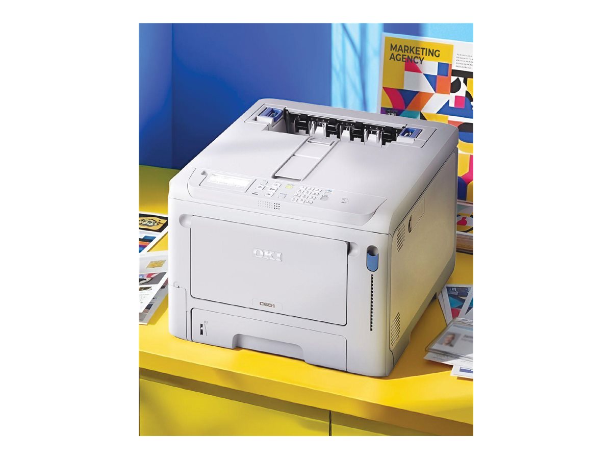 OKI C600 Series C651dn Farb-Laserdrucker LED 1200 x 1200 dpi A4 35 ppm Duplex Weiß, Silber