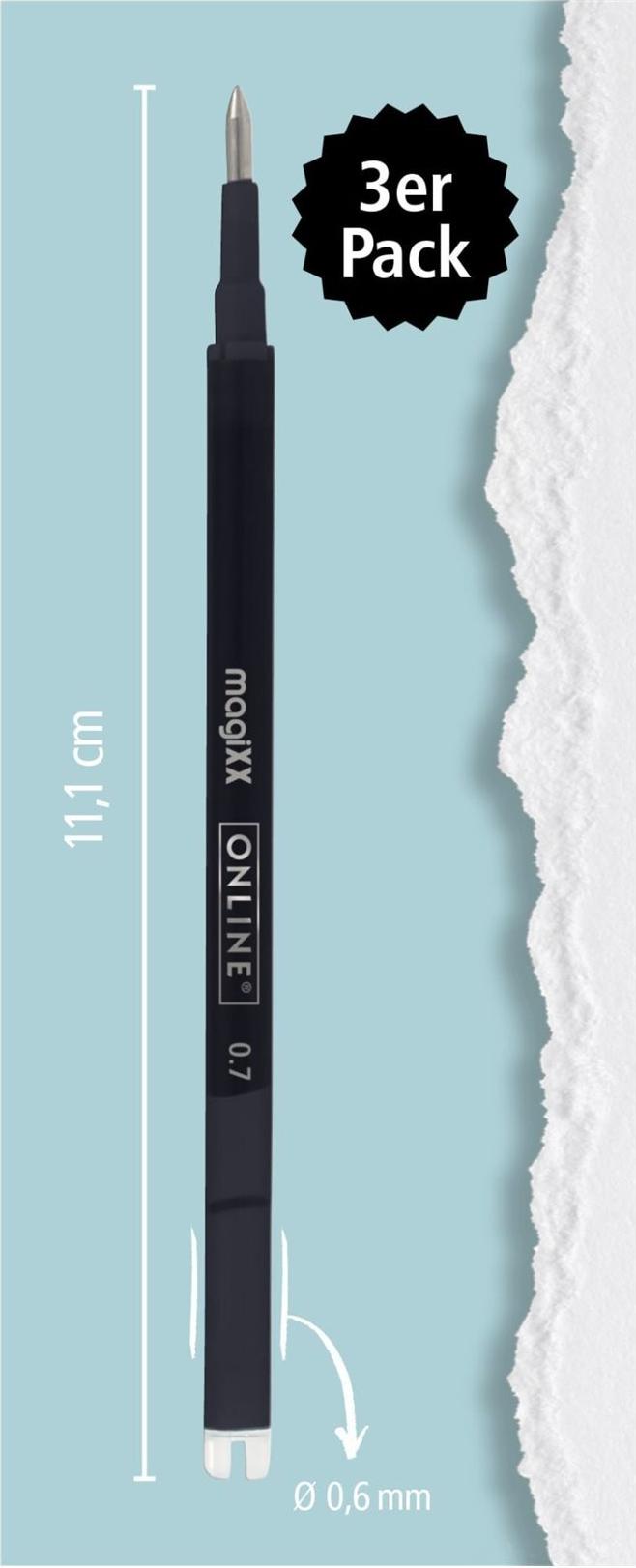 ONLINE magiXX Gelschreiberminen schwarz 0,7 mm 3 St. (40161/3)