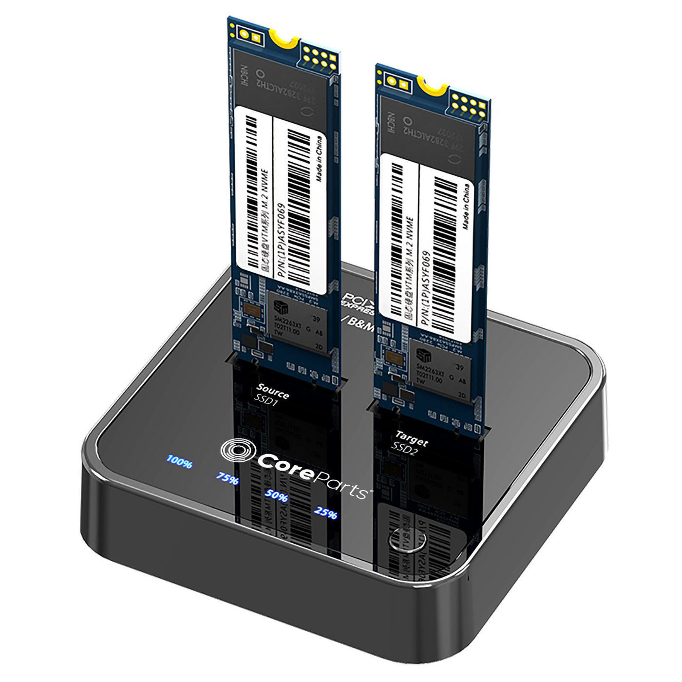 CoreParts MS-CLONER-NVME M.2 NVMe SSD Docking-Station USB 3.2 Gen 2 Type-C Schwarz