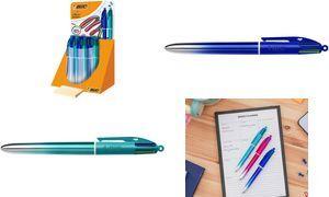 BIC Druckkugelschreiber 4 Colours Smooth Gradient, Display Strichfarben: blau, rot, grün, schwarz, runder Schaft, S, - 1 Stück (524093)