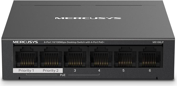 Mercusys MS106LP Netzwerk-Switch Managed Fast Ethernet (10/100) Power over Ethernet (PoE) Schwarz (MS106LP)