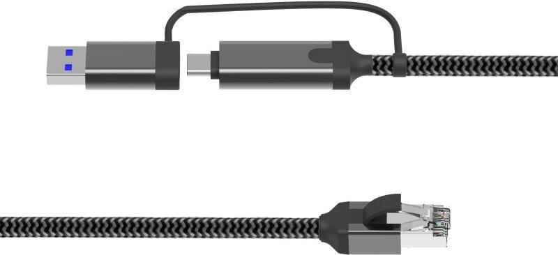 MicroConnect CAT6 FTP to USB A-C adapter cable, 10 meter (MC-RJ45USBC-10)