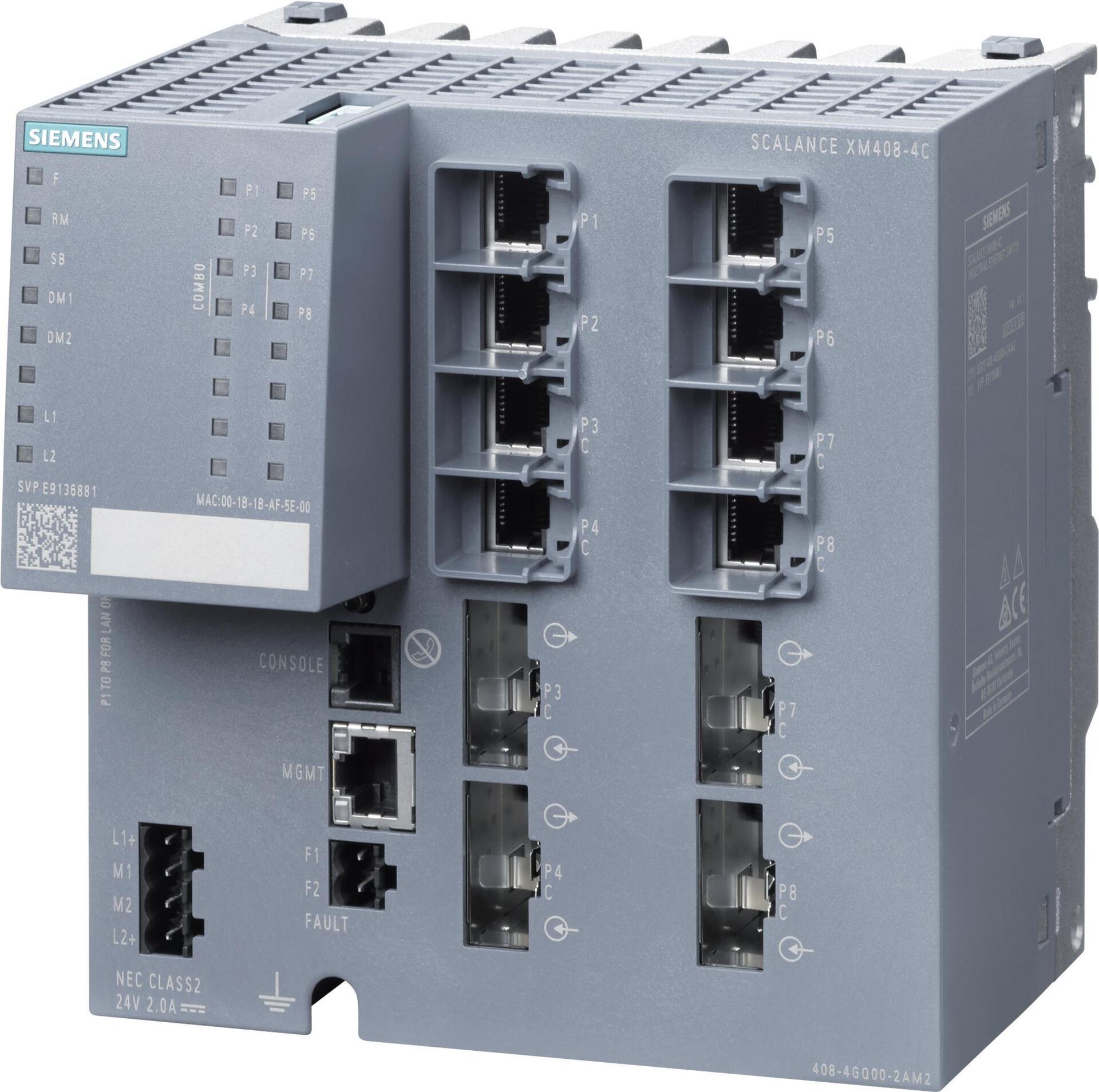 SIEMENS SCALANCE XM408- 6GK5408-4GQ00-2AM2 4C, managed modular IE Switch, Layer 3