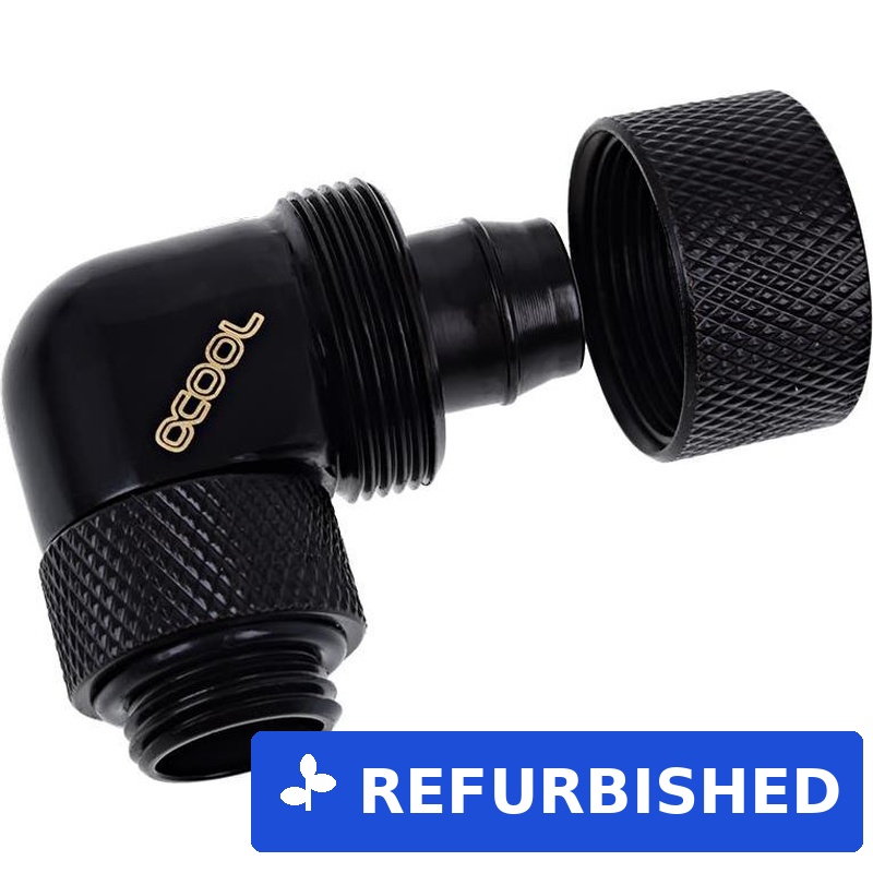 Alphacool Eiszapfen 16/10mm Anschraubtülle 90° drehbar G1/4 - Deep Black (17236) (geöffnet)