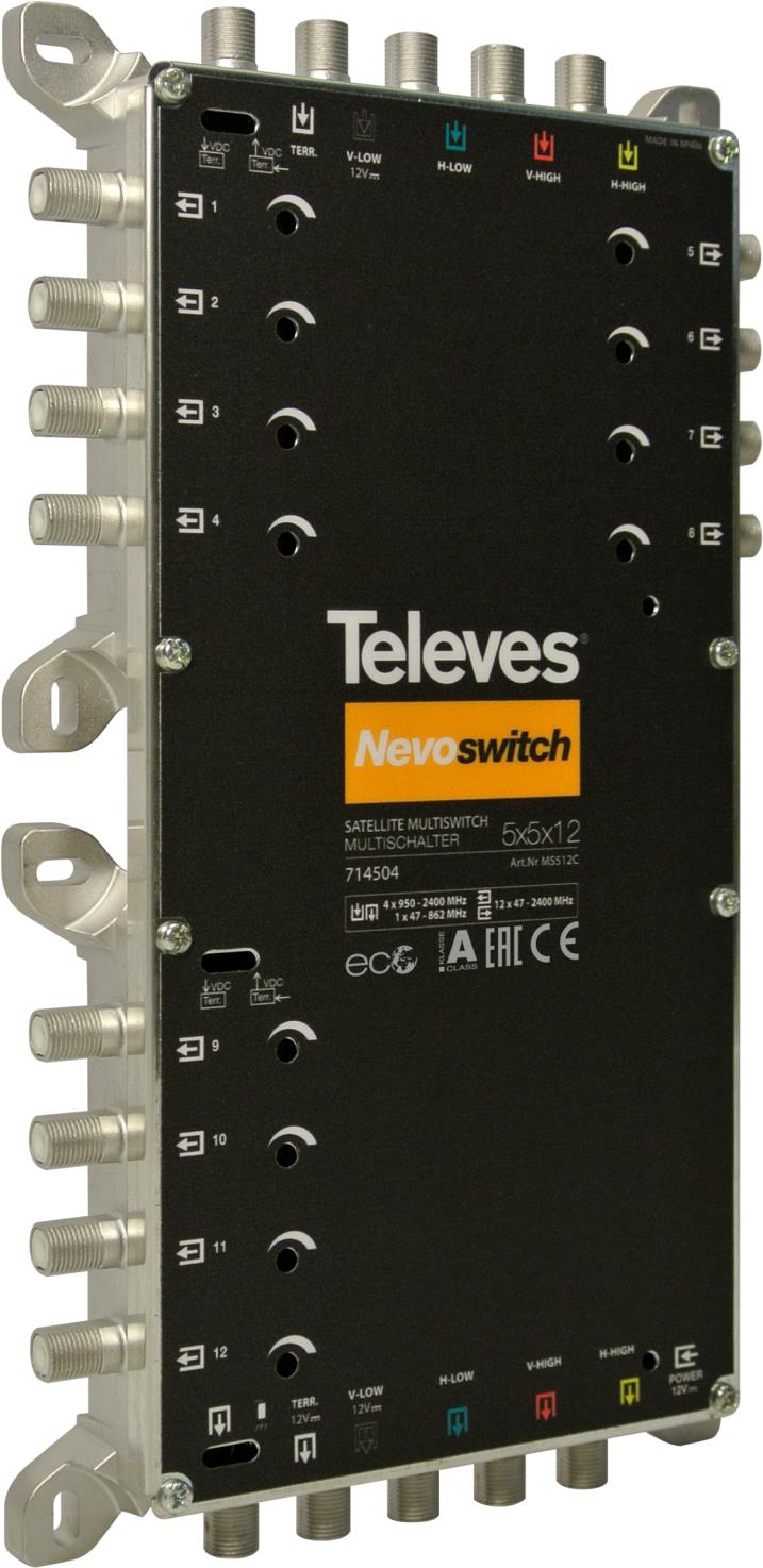 Televes MS512C Satblock-Verteilung 5 Eingänge 12 Ausgänge (714504)