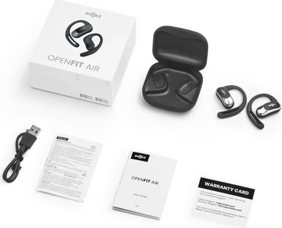 Shokz OpenFit Air True Wireless-Kopfhörer mit Mikrofon Bluetooth Schwarz