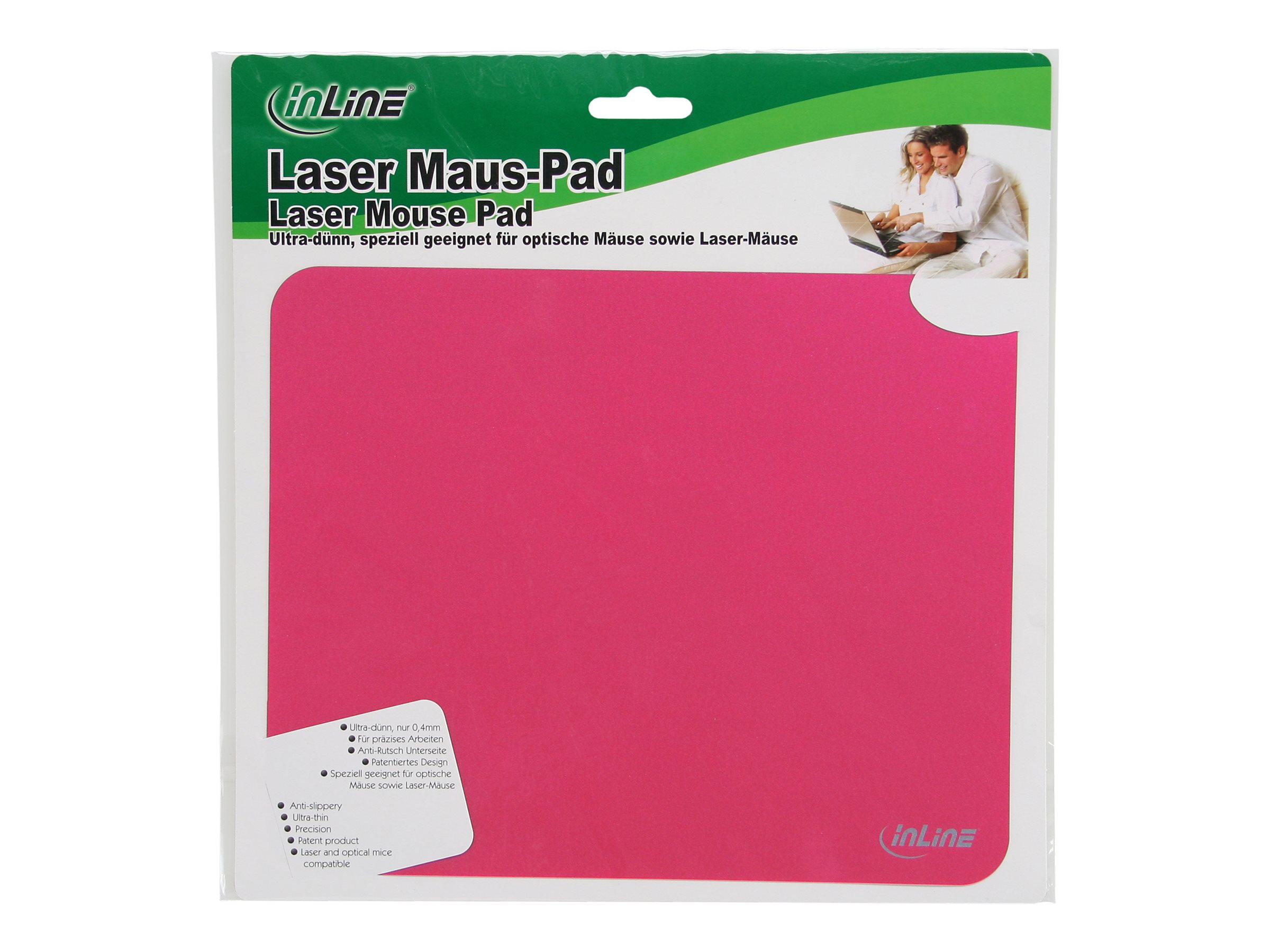 InLine Maus-Pad Laser ultradünn 220x180x0,4mm Rot