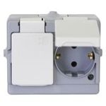 Kopp Aufputz-Feuchtraum Zweifachsteckdose IP 44 Schutzkontakt-Steckdose 2-fach, waagerecht,intern bereits verdrahtet (1302.4800.6)