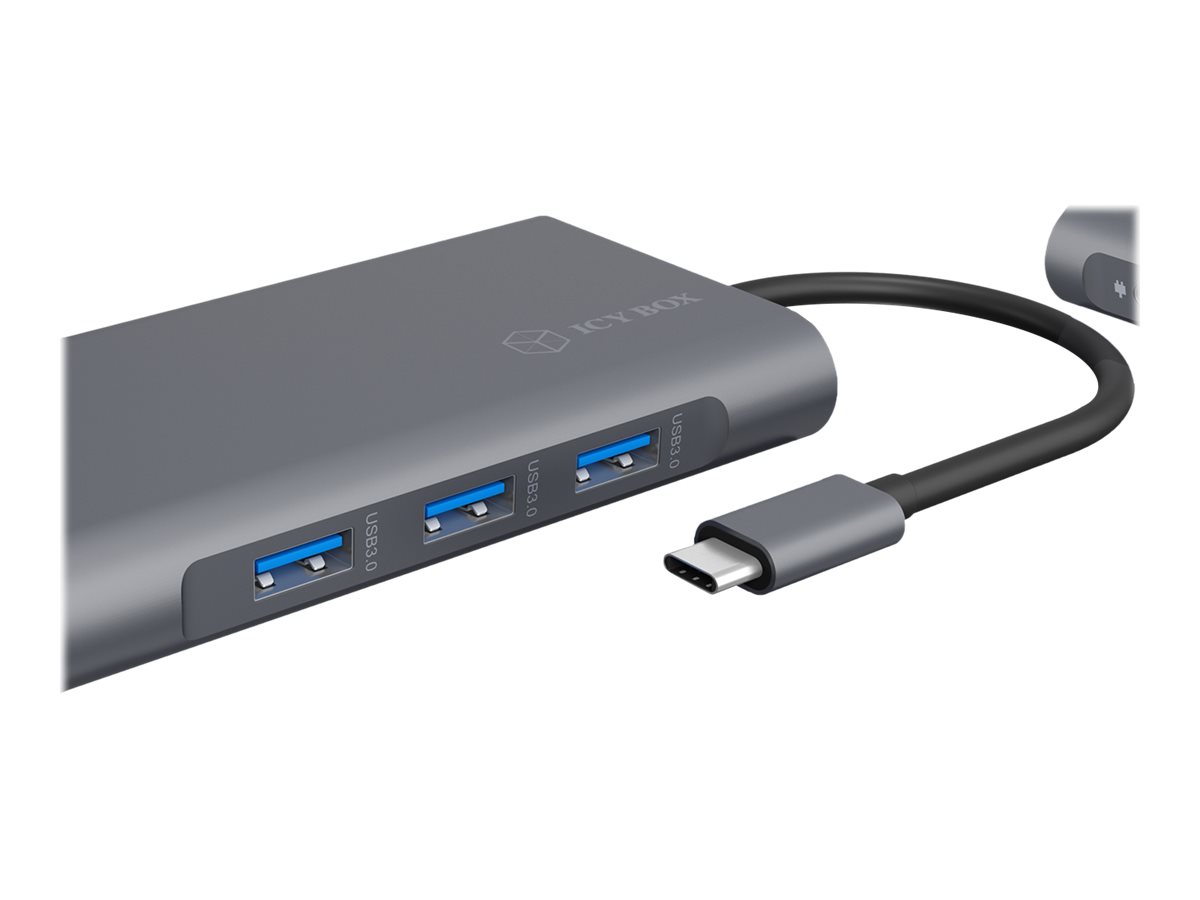 ICY BOX IB-DK4040-CPD Dockingstation USB-C Schwarz, Anthrazit