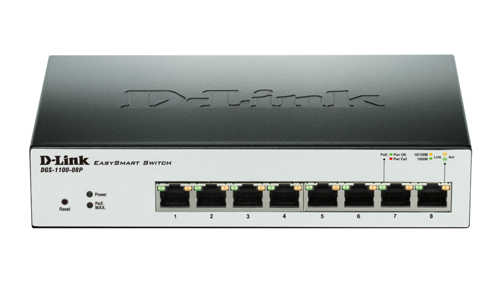 D-Link EasySmart Switch DGS-1100-08P 8-Port Managed Gigabit PoE Switch Schwarz