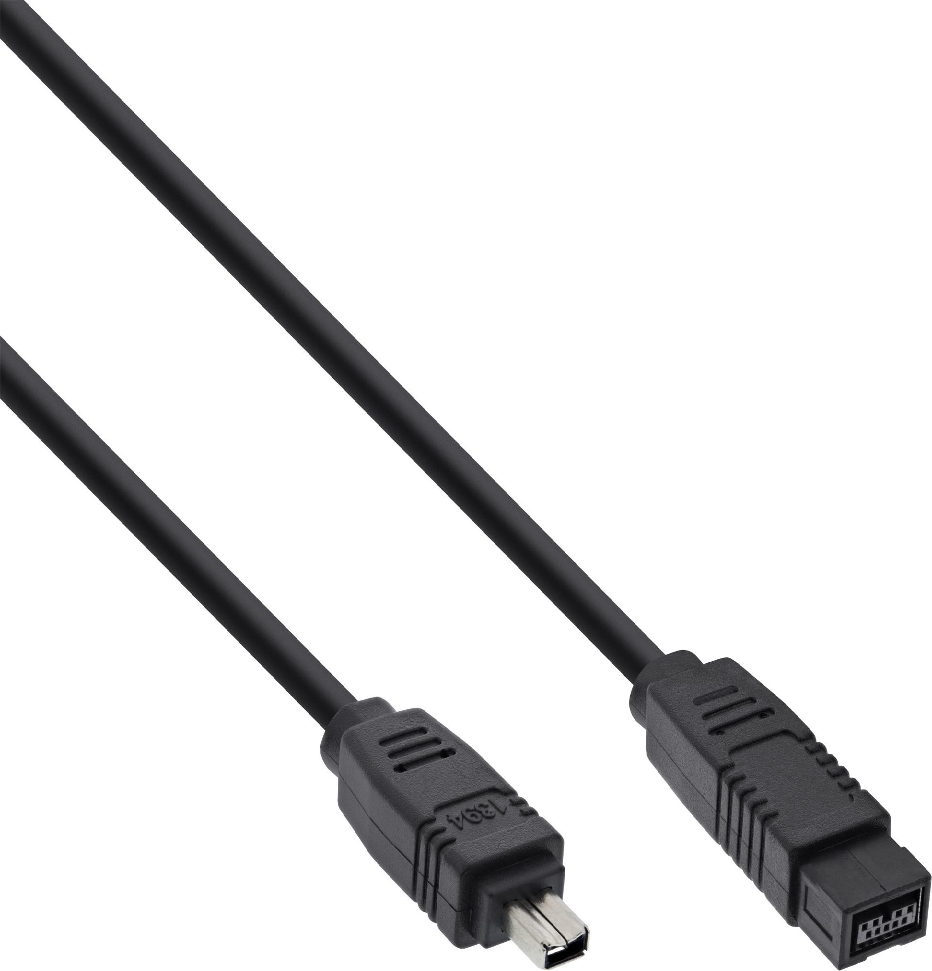 InLine FireWire Kabel, 4-polig auf 9-polig FireWire 800, 1,8 m, Schwarz