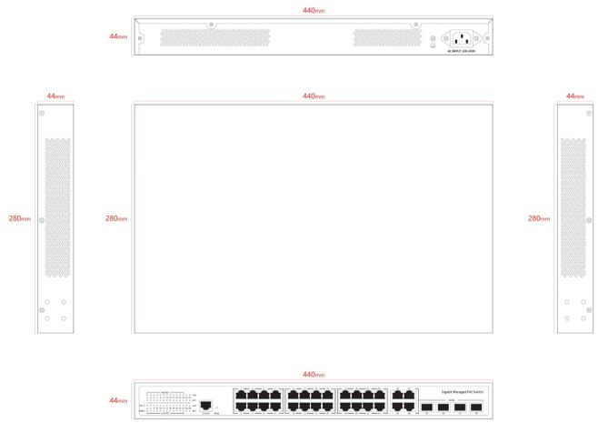 Ernitec ELECTRA-M224-1GB-370W Managed Layer 2+ Switch 24 Ports PoE Schwarz