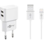 Goobay Apple Lightning Dual Ladeset 2,4 A, Weiß, 1 m - Netzteil mit 2x USB-Buchse und Apple Lightning-Kabel (44979)