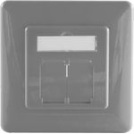 S/CONN maximum connectivity Netzwerkdosen-Zentralstück inkl. Abdeckrahmen für Netzwerkdosen, silber-grau (74281-GR)