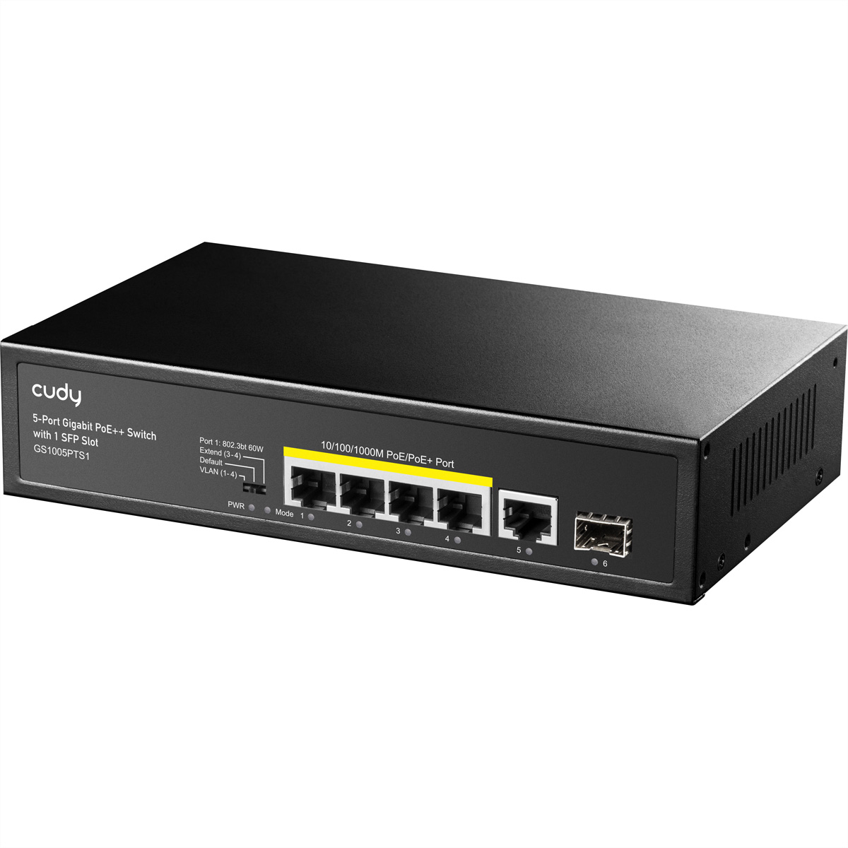 Cudy GS1005PTS1 Gigabit Ethernet Switch 5-Port PoE+ 120 W Schwarz