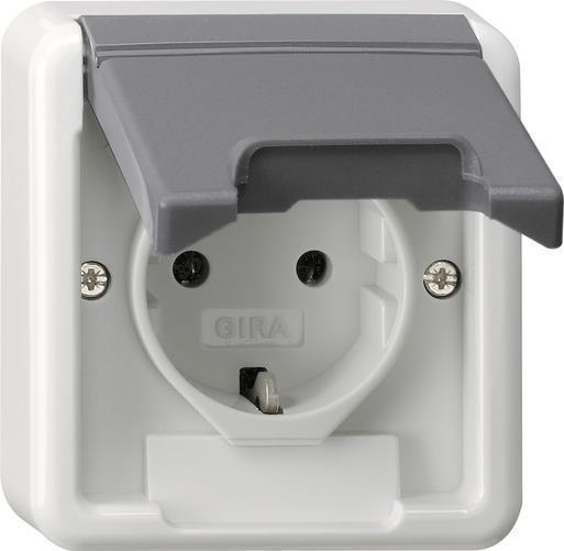 GIRA 445035 SCHUKO-SteckdoseKlappdeckel+BSF OT WG AP IP44 Grau (445035)