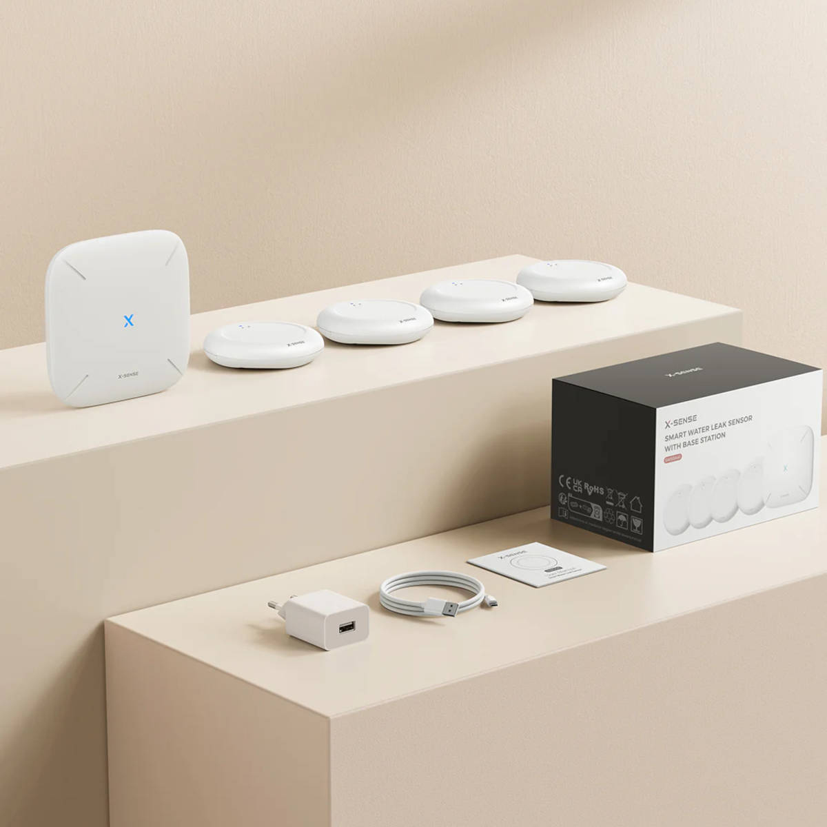 X-Sense Wassermelder Set SWS0A41 WLAN Weiß