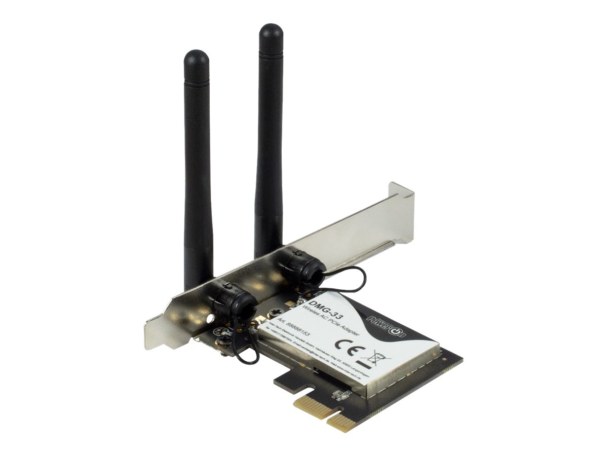Inter-Tech DMG-33 WLAN Netzwerkkarte PCIe x1 Wi-Fi 5 1300 Mbit/s Schwarz