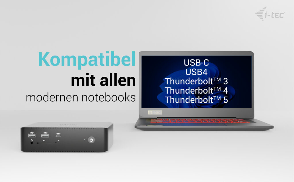 i-Tec Thunderbolt 5 Quattro Display Dock 140 W Power Delivery 2,5G LAN Schwarz