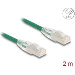Delock RJ45 Netzwerkkabel Cat.6A Stecker zu Stecker mit gebogener Rastnase U/FTP Slim 2 m grün (80366)