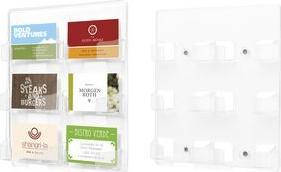 deflecto Visitenkartenhalter zur Wandmontage, 6 Fächer aus Polystyrol, für ca. 300 Visitenkarten (50 je Fach), - 1 Stück (70601)