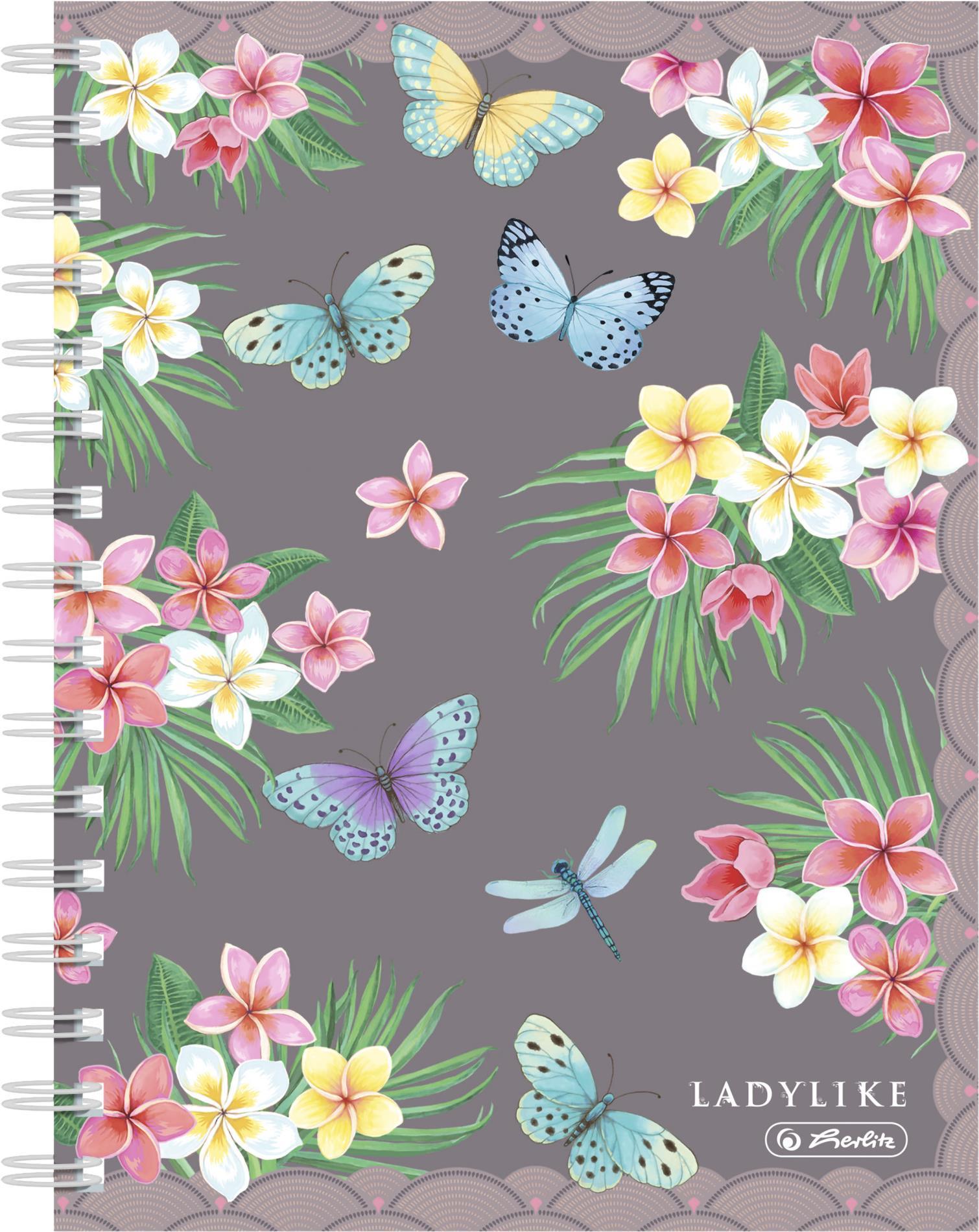 Herlitz Ladylike Butterflies Notizbuch A5 100 Blätter Grau - Mehrfarbig (50044207)