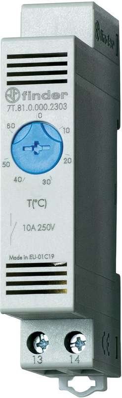 Finder Schaltschrank Vari-Thermostat, Serie 7T.81 7T.81.0.000.2303 (Lüfter) +0 - +60 °C 10 A (7T.81.0.000.2303)