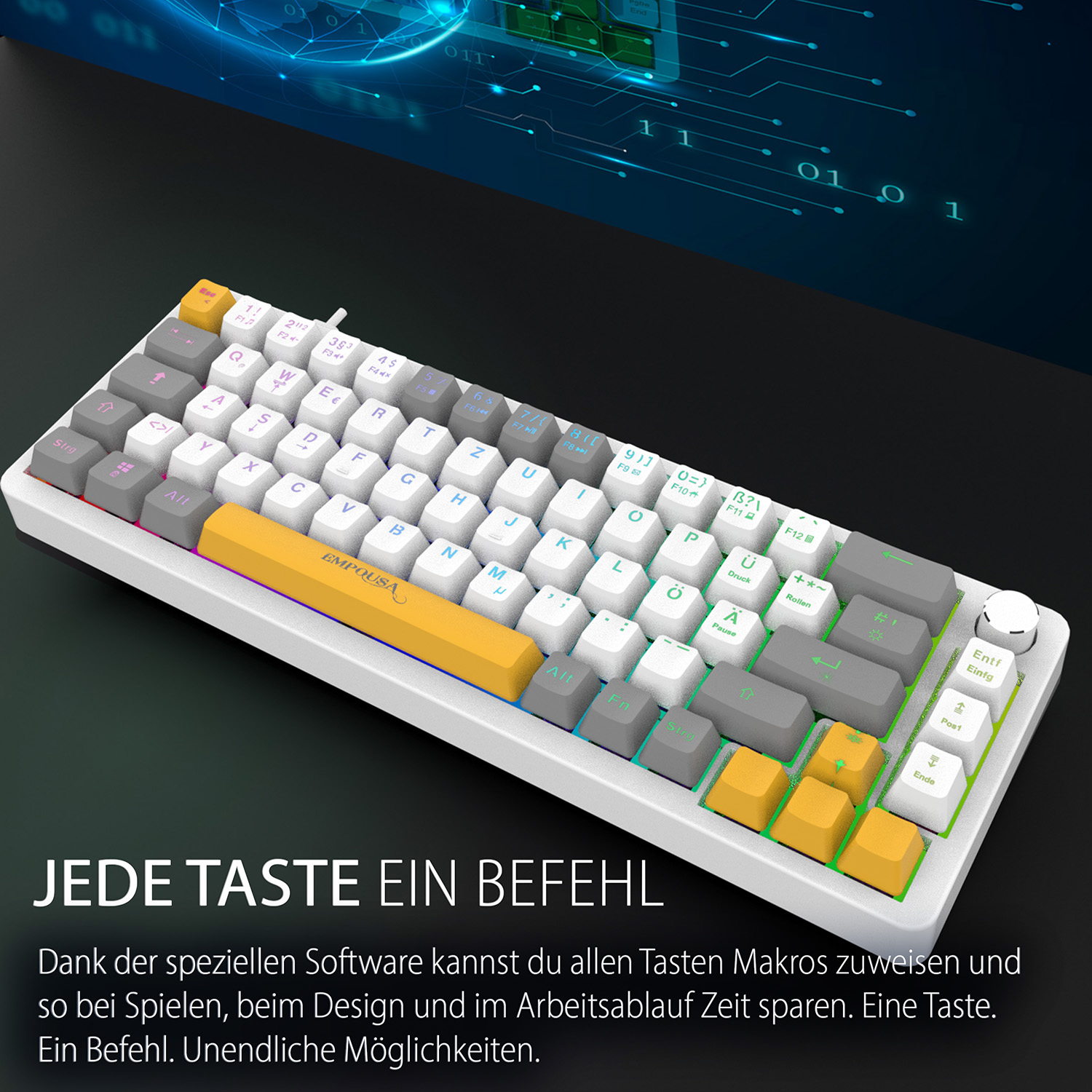 INCA IKG-457 Gaming-Tastatur Mechanisch RedSwitch RGB USB 2 m Deutsch Weiß