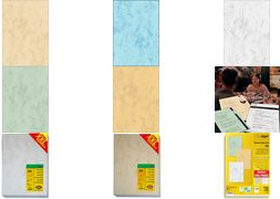 sigel Marmor-Papier-Set, A4, 90 g/qm, Feinpapier, sortiert beidseitig marmoriert, geeignet für InkJet-, Laserdrucker & - 1 Stück (T1227)