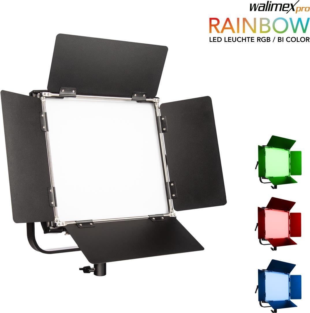 Walimex pro LED Rainbow 50W RGBWW Set 4 2x Lampe, 2x Stativ GN-806, 2x Akku, 1x Ladegerät (23065)
