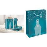 sigel Weihnachts-Geschenktüte "Polar bear with candle", groß Geschenktasche aus Papier, 157 g/qm, Oberfläche matt, - 1 Stück (GT052)