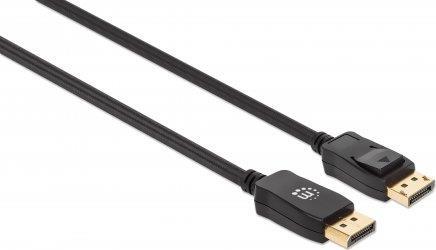 MANHATTAN 8K@60Hz DisplayPort 1.4 Kabel DisplayPort-Stecker auf DisplayPort-Stecker, 2 m, unterstützt 4K@120Hz, HDR, vergoldete Kontakte, Rastnase und geflochtene Ummantelung, schwarz (353618)