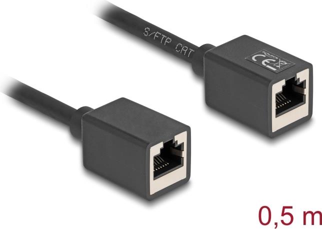 Delock Netzwerk Verlängerungskabel Kupplung RJ45 Buchse zu Cat.6A S/FTP 0.5 m (90324)