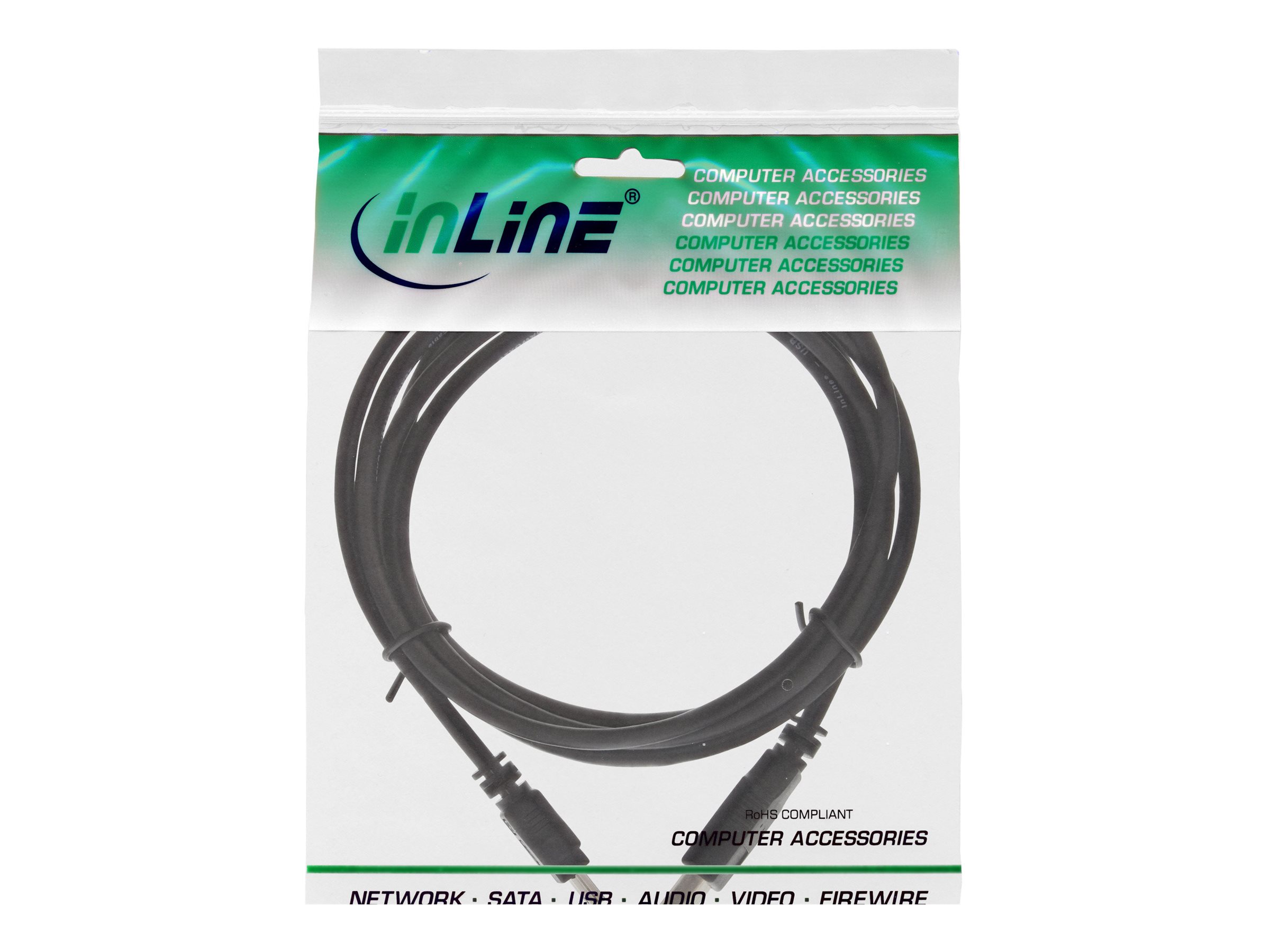 InLine USB 2.0 Mini-Kabel, USB A auf Mini-B Stecker (5-polig), 5 m, Schwarz