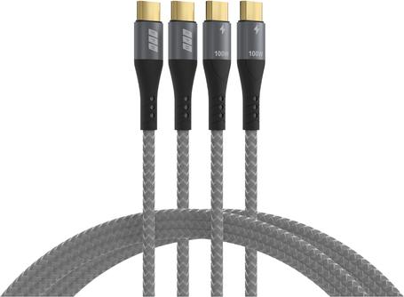 EFB Elektronik USB-C Kabelset 100W PD 3.0 5A E-Marker Chip 2x2M grau - Digital/Daten (USB-CC-00006)