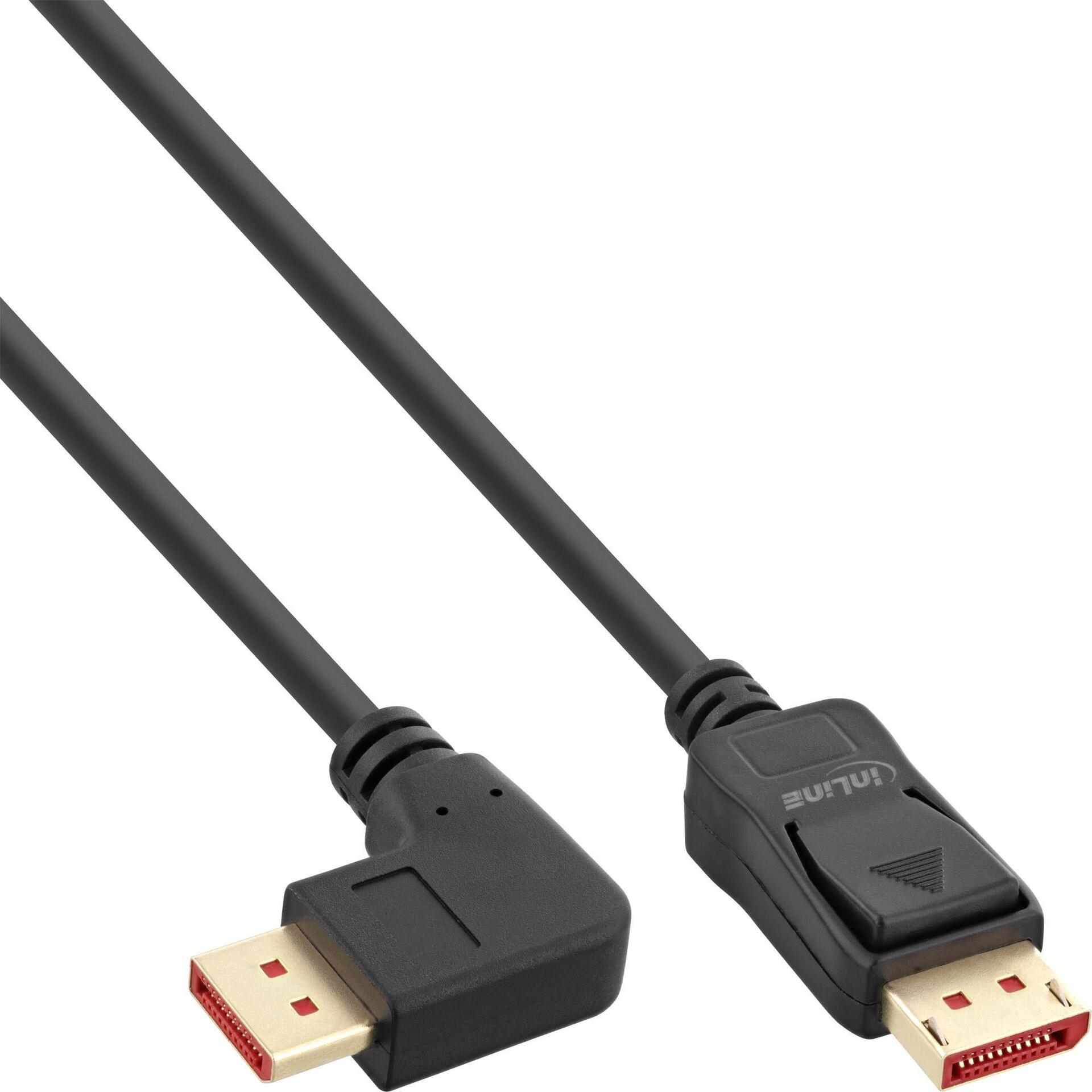 InLine - DisplayPort-Kabel - DisplayPort (M) zu DisplayPort (M) rechtwinklig - DisplayPort 1,4 - 5,0m - unterstützt 8K 60 Hz (7680 x 4320), unterstützt 4K 120 Hz (3840 x 2160) - Schwarz (17155R)