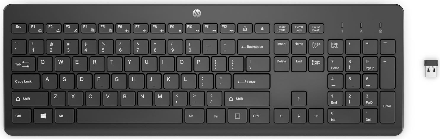 HP 230 Tastatur RF Wireless Schwarz (3L1E7AA#ABB)